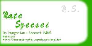 mate szecsei business card